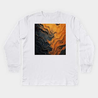 Stylized Liquid Stone Surface Kids Long Sleeve T-Shirt